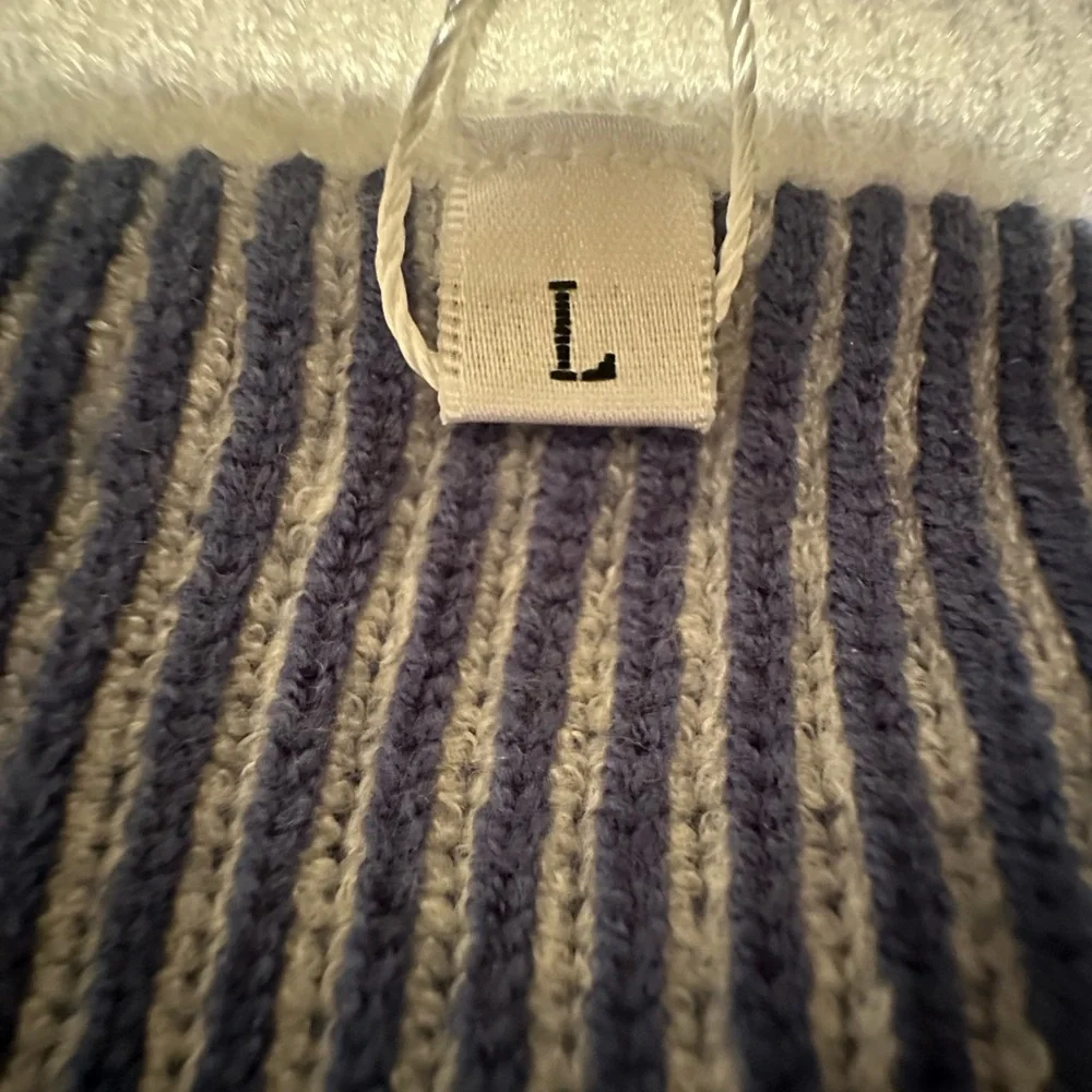 Striped Navy and White Crewneck Sweater by ETCYY oversized long sleeve new - Picture 5 of 7